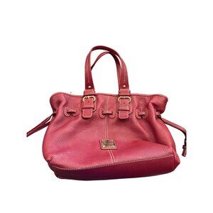 Dooney Bourke womans Red Leather Double Handle Handbag Purse SKU 8927